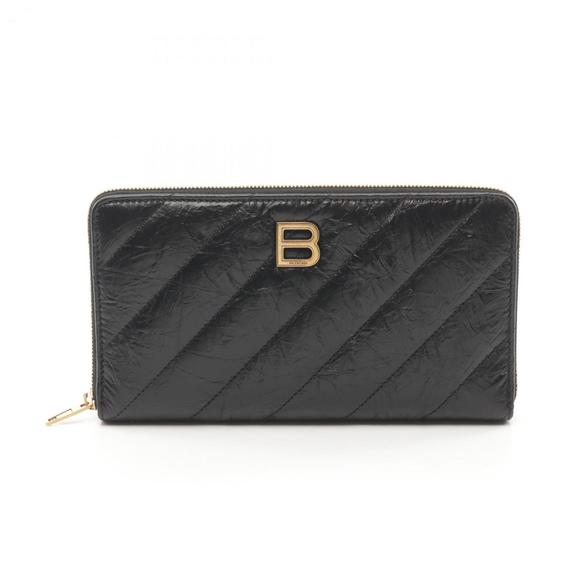 BALENCIAGA Quilted Round Long Leather Wallet Black - Picture 2 of 5
